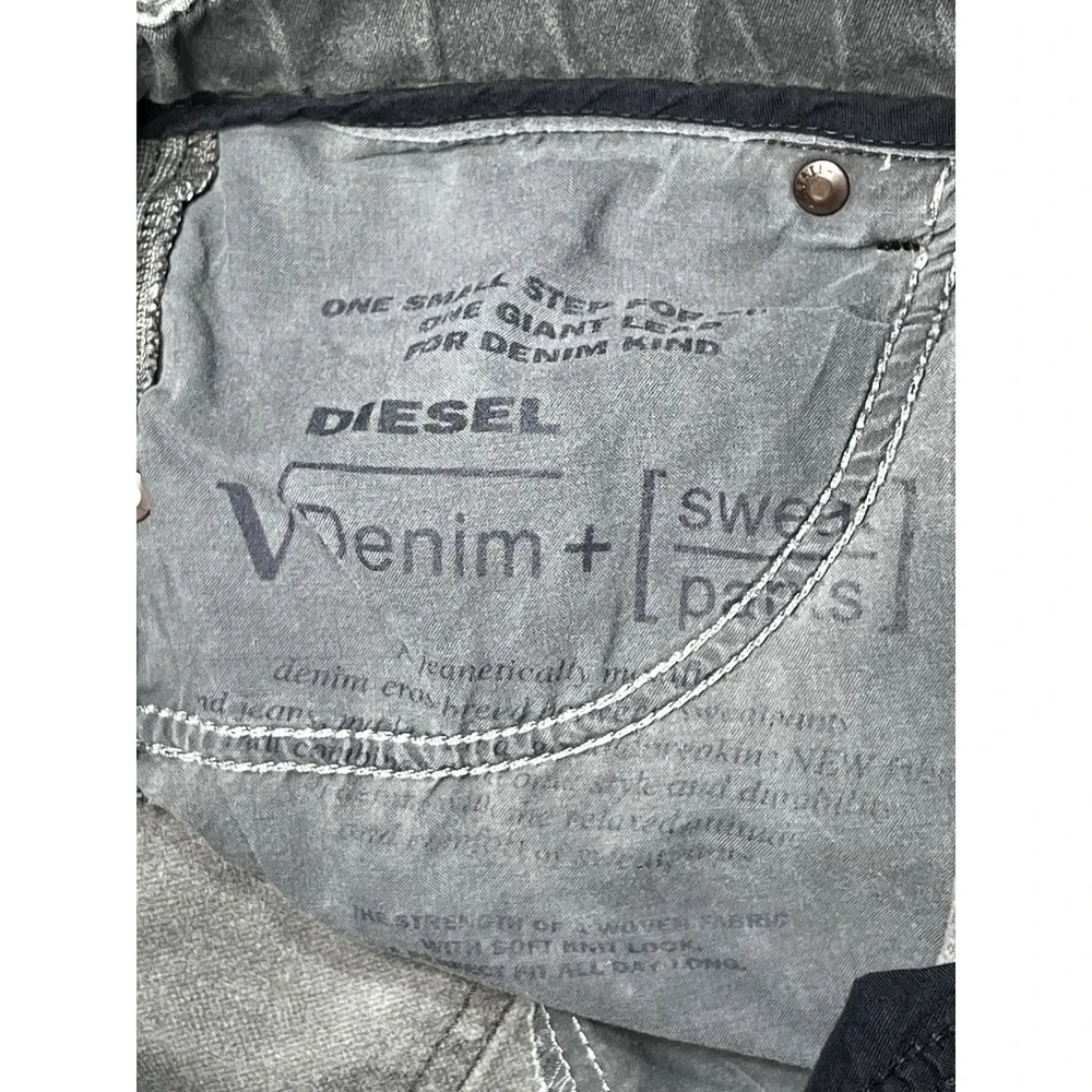 Diesel Pants Men Size 28 Narrot Denim Sweat Distressed Grey Jogger Made In Italy